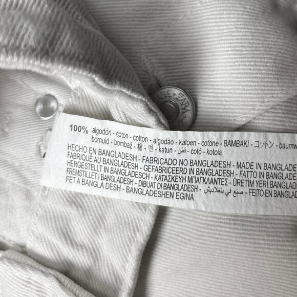 Zara White Button Up Frayed Hem Pencil Straight Jean Denim Mini Skirt Size XS - Picture 6 of 6